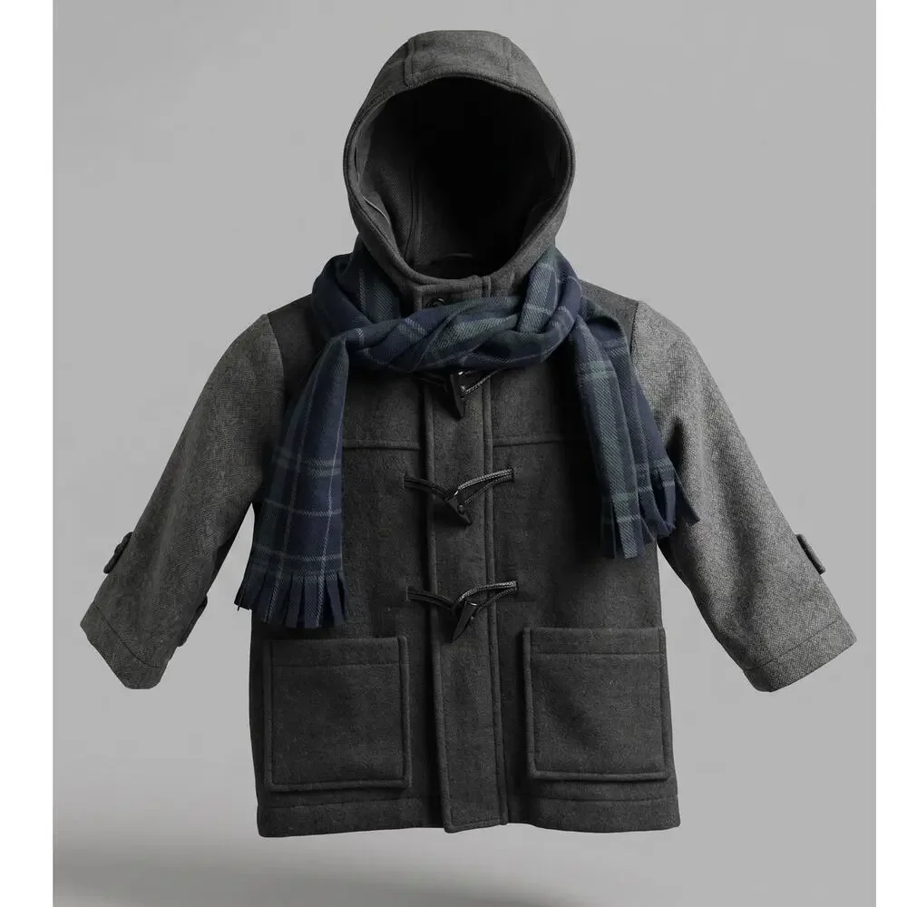 Rothschild‎ Boys 4T Old Money Preppy Light Academia Hood Toggle Coat Scarf Set